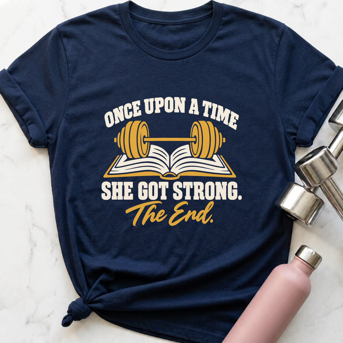Once Upon A Time She Got Strong Storybook T-Shirt — Navy