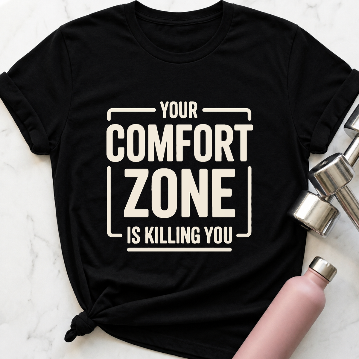 Comfort Zone Warning T-Shirt — Black