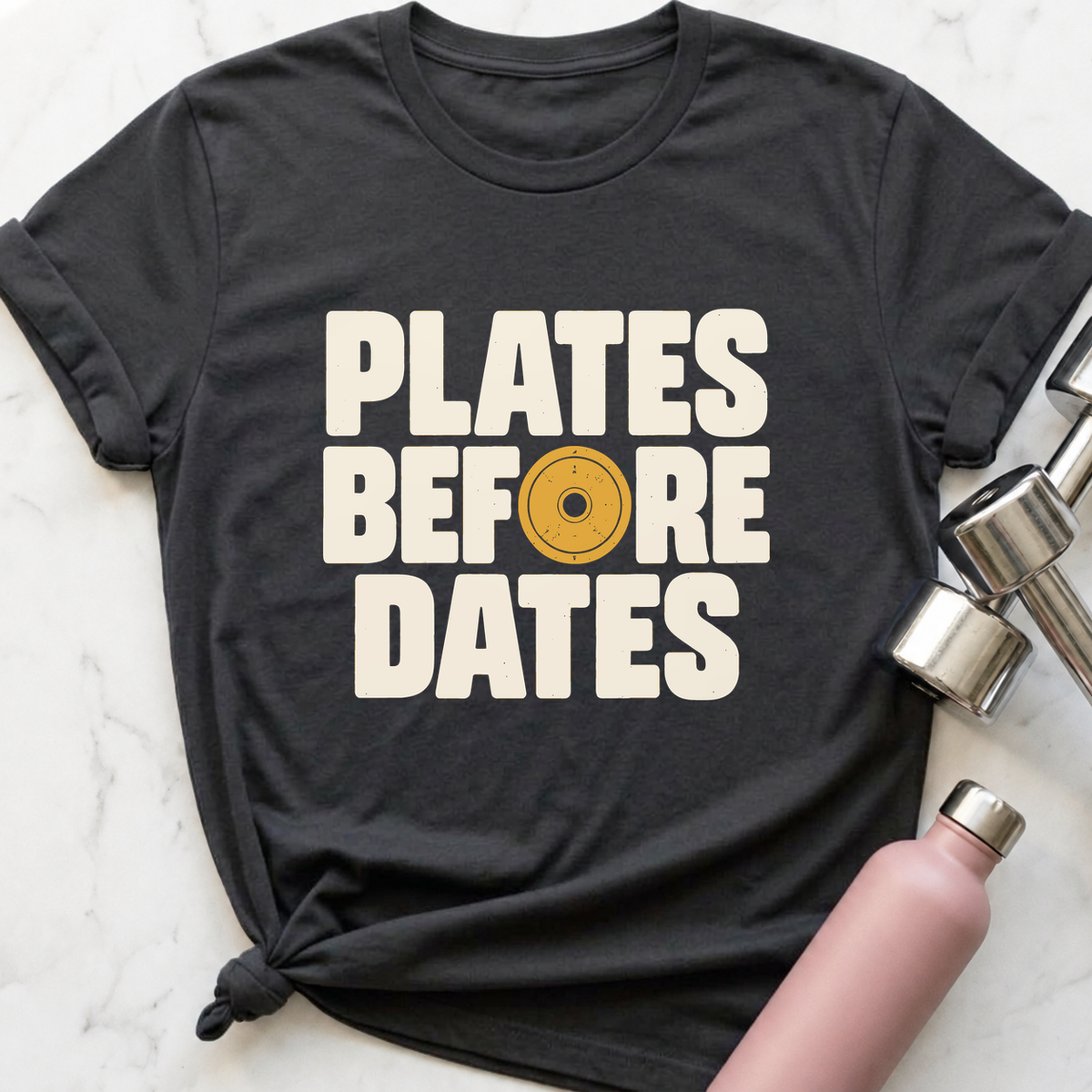 Plates Before Dates T-Shirt — Dark Grey Heather