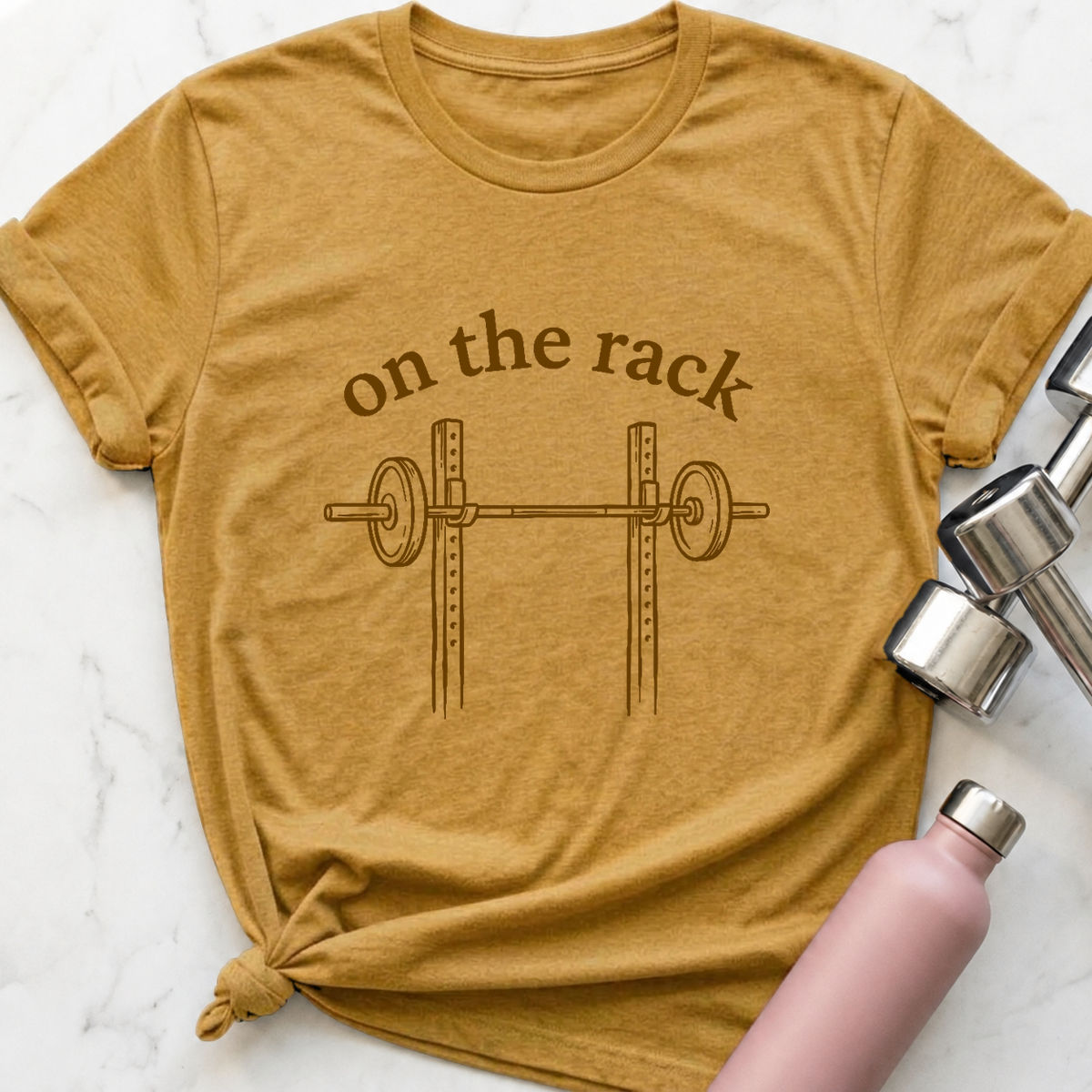 On The Rack T-Shirt — Heather Mustard