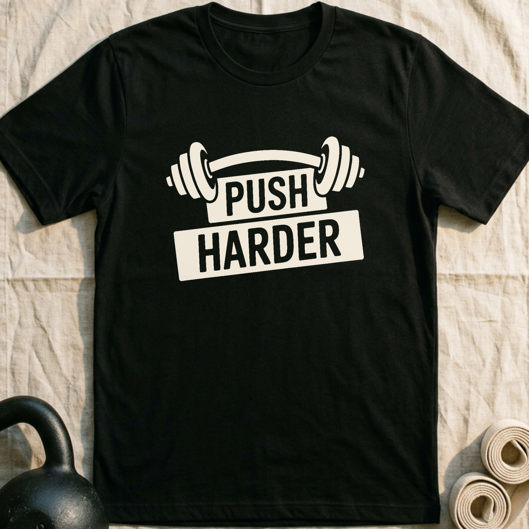 Push Harder Sign T-Shirt — Black