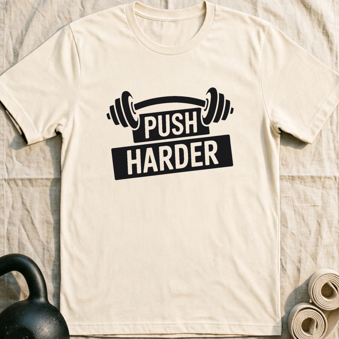 Push Harder Sign T-Shirt — Natural