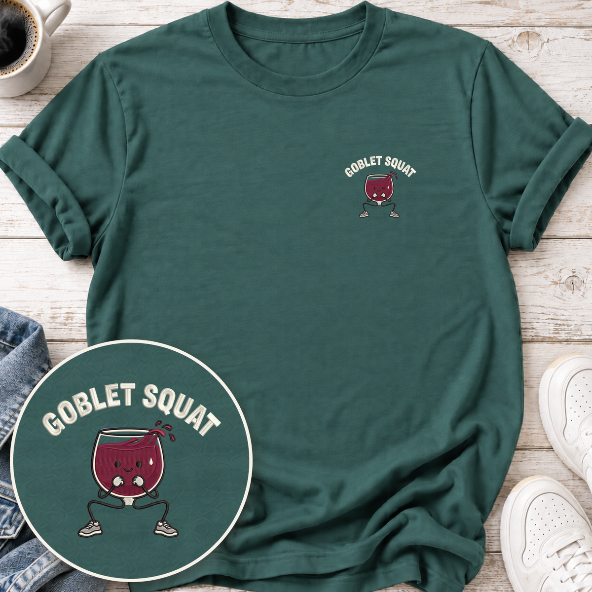 Goblet Squat T-Shirt — Heather Deep Teal