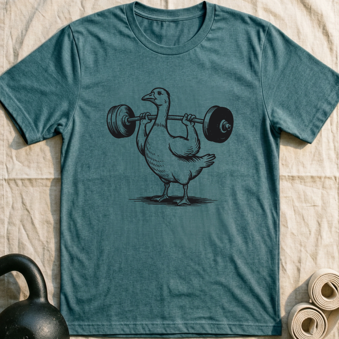 Barbell Goose T-Shirt — Heather Deep Teal