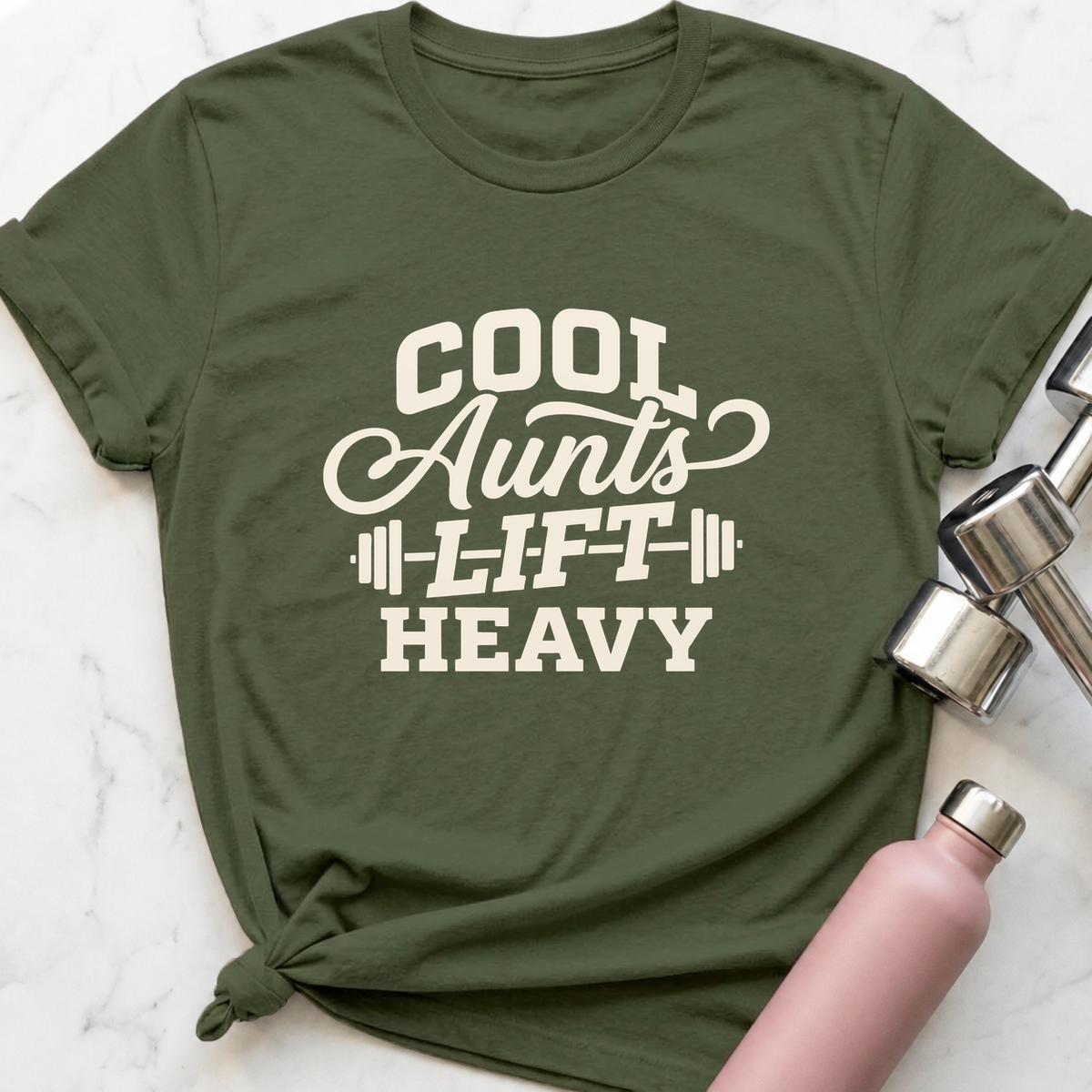 Cool Aunts Lift Heavy T-Shirt — Military Green