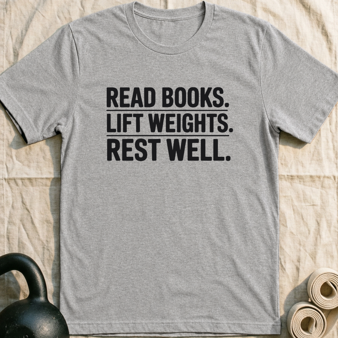 Read Books Lift Weights T-Shirt — Athletic Heather