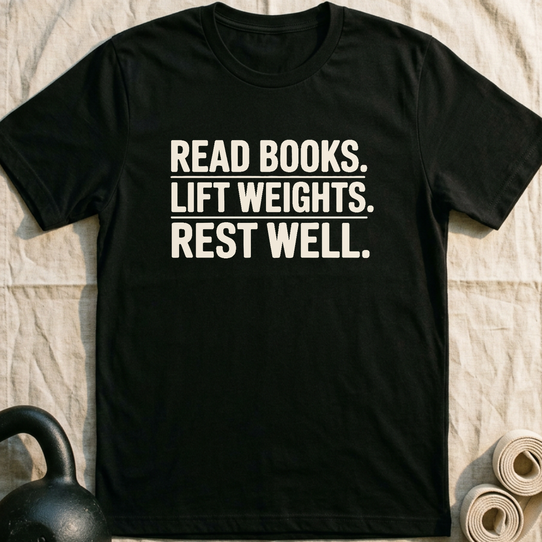 Read Books Lift Weights T-Shirt — Black