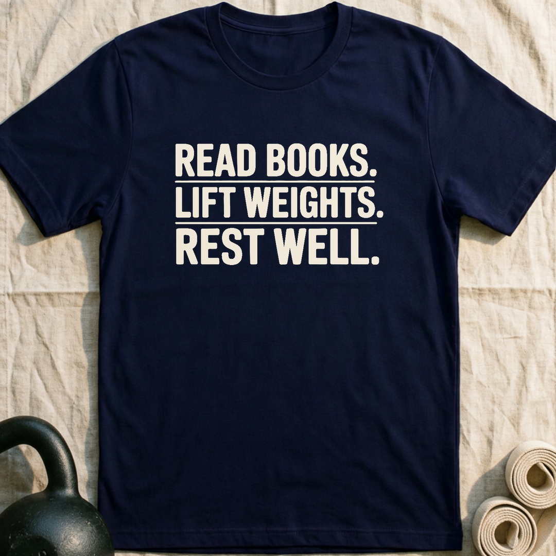 Read Books Lift Weights T-Shirt — Navy
