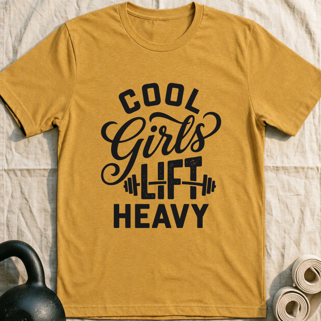 Cool Girls Lift Heavy T-Shirt — Heather Mustard