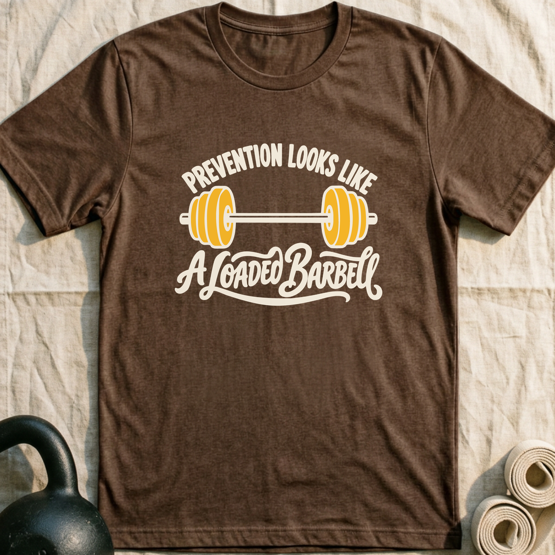 Prevention Looks Heavy T-Shirt — Heather Brown