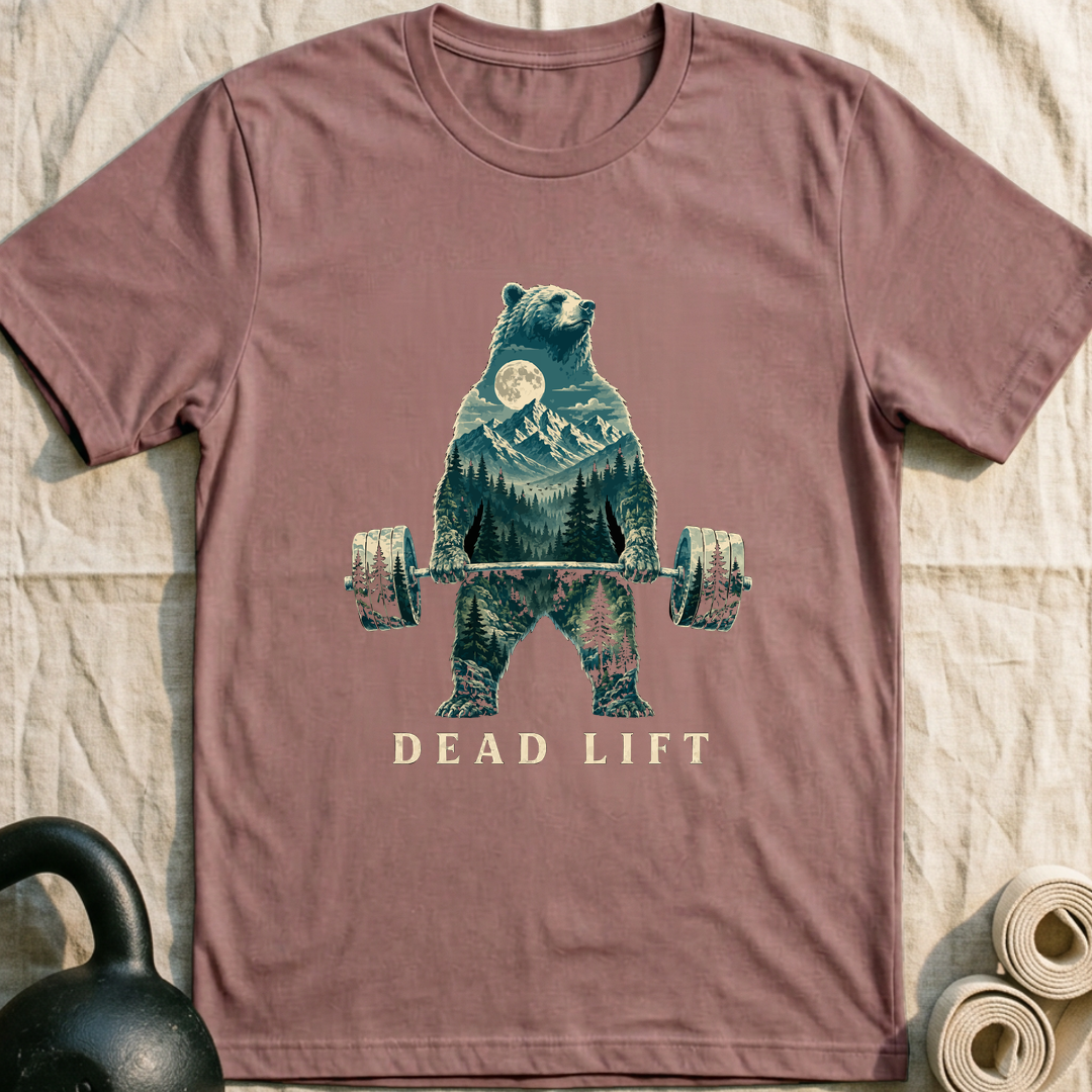 Dead Lift Bear T-Shirt — Mauve
