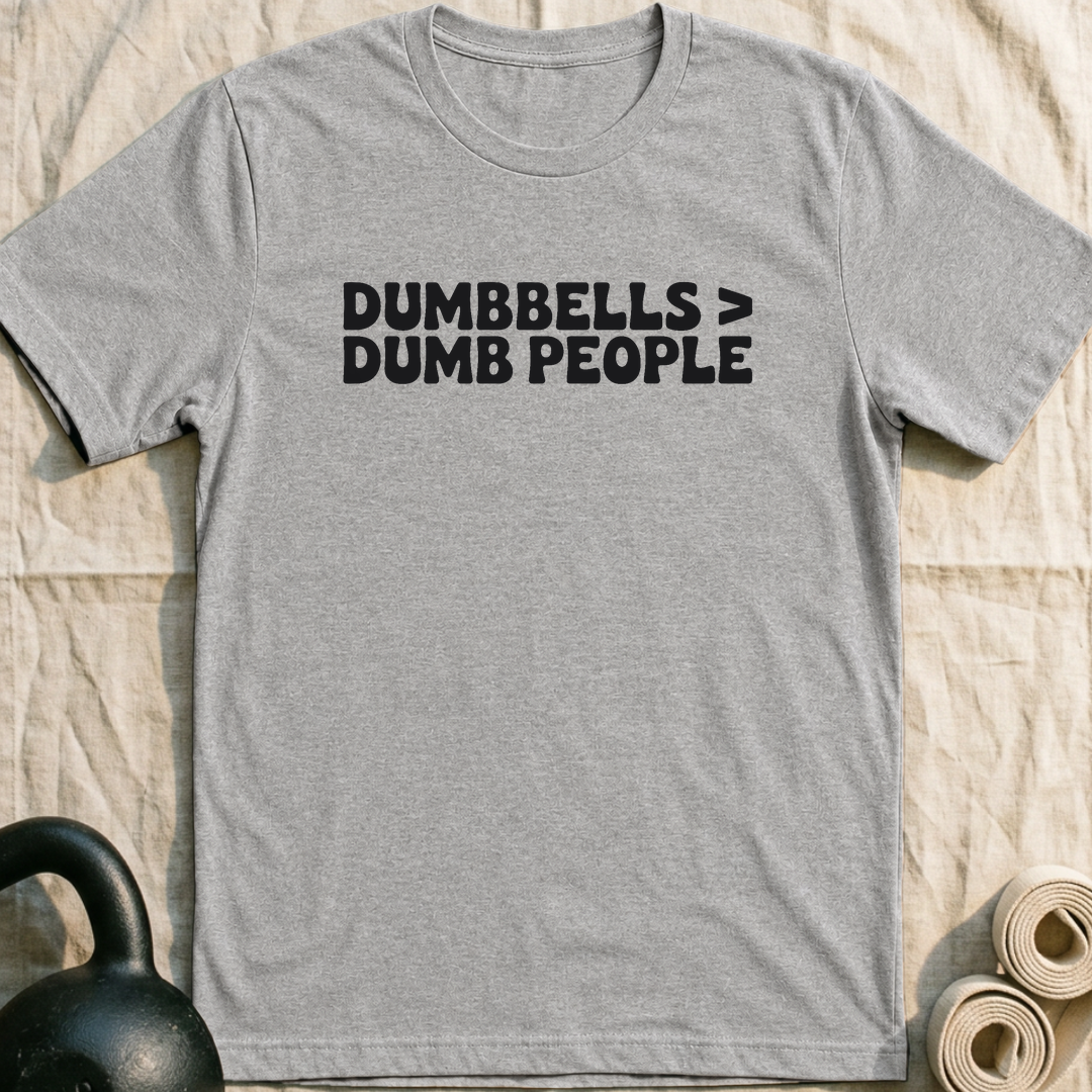 Dumbbells > Dumb People Bold T-Shirt — Athletic Heather