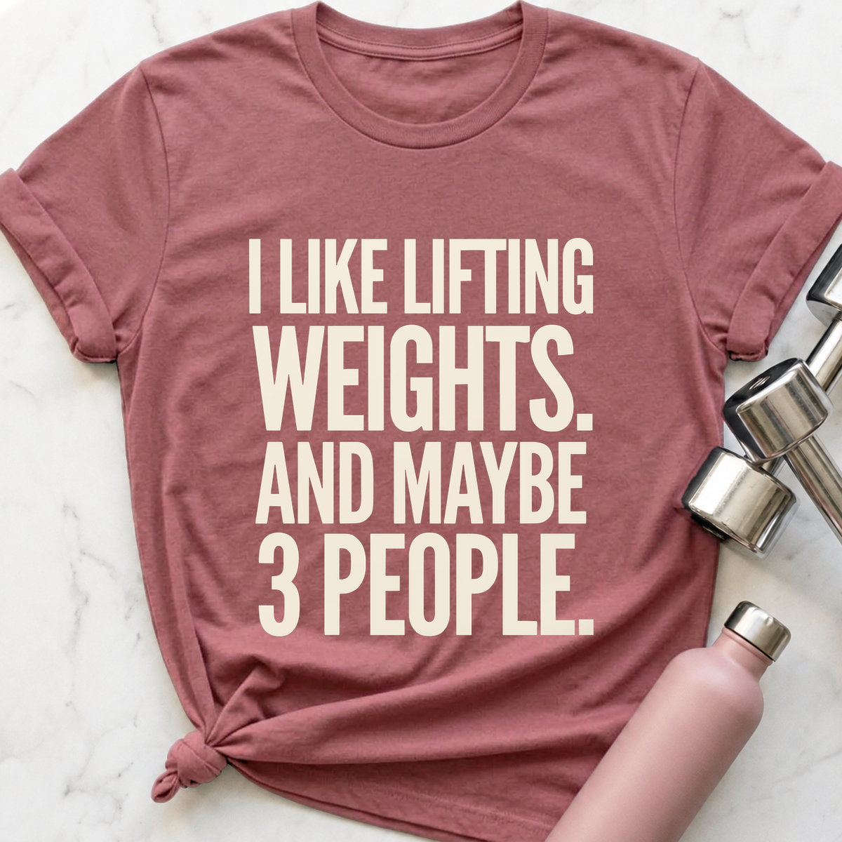 Maybe 3 People Bold T-Shirt — Mauve