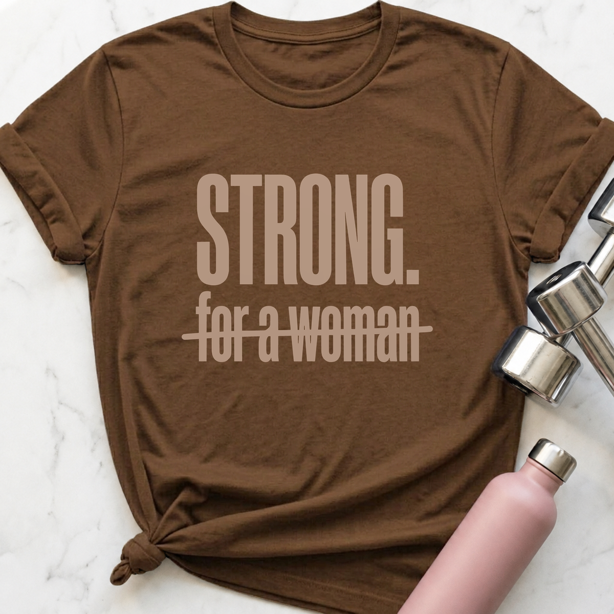 Strong Strikethrough T-Shirt — Heather Brown