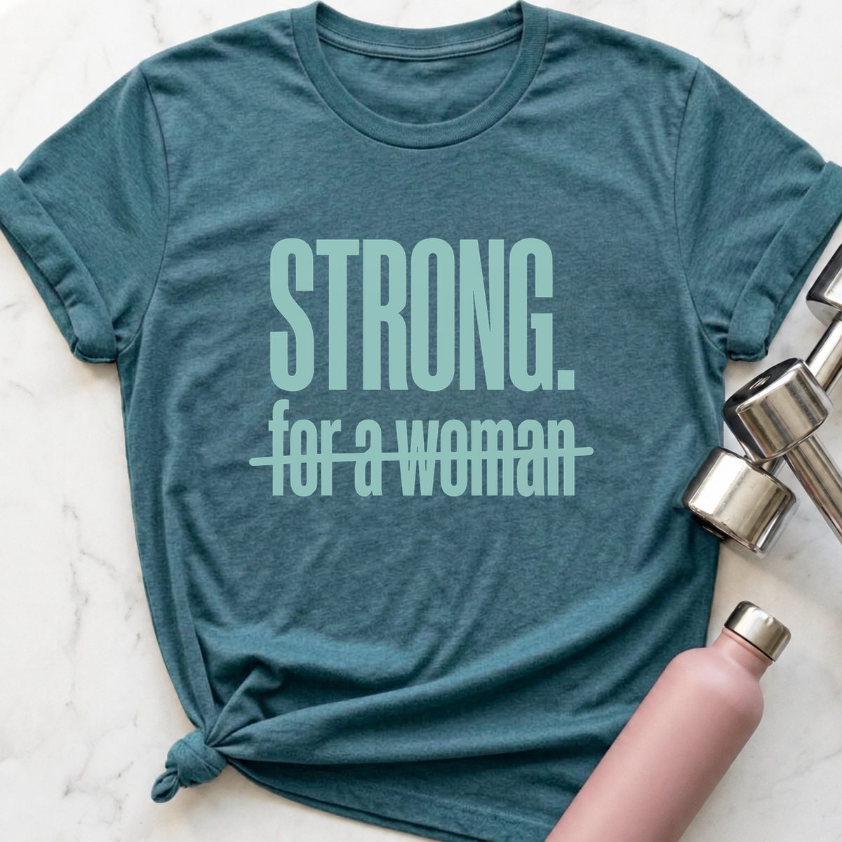 Strong Strikethrough T-Shirt — Heather Deep Teal