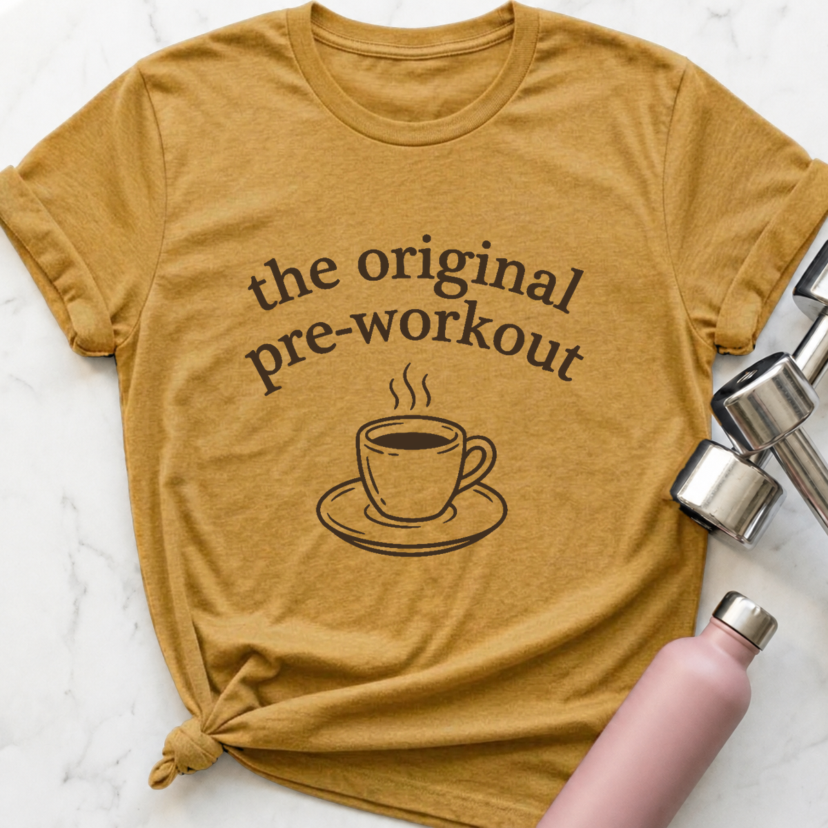 The Original Pre-Workout T-Shirt — Heather Mustard