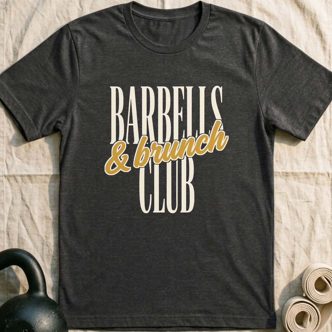 Barbells And Brunch Club T-Shirt — Dark Grey Heather