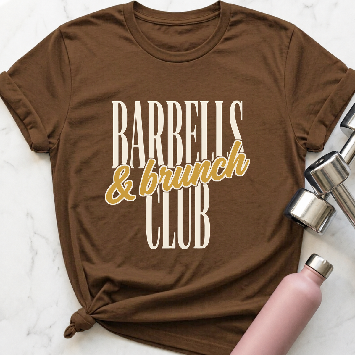 Barbells And Brunch Club T-Shirt — Heather Brown