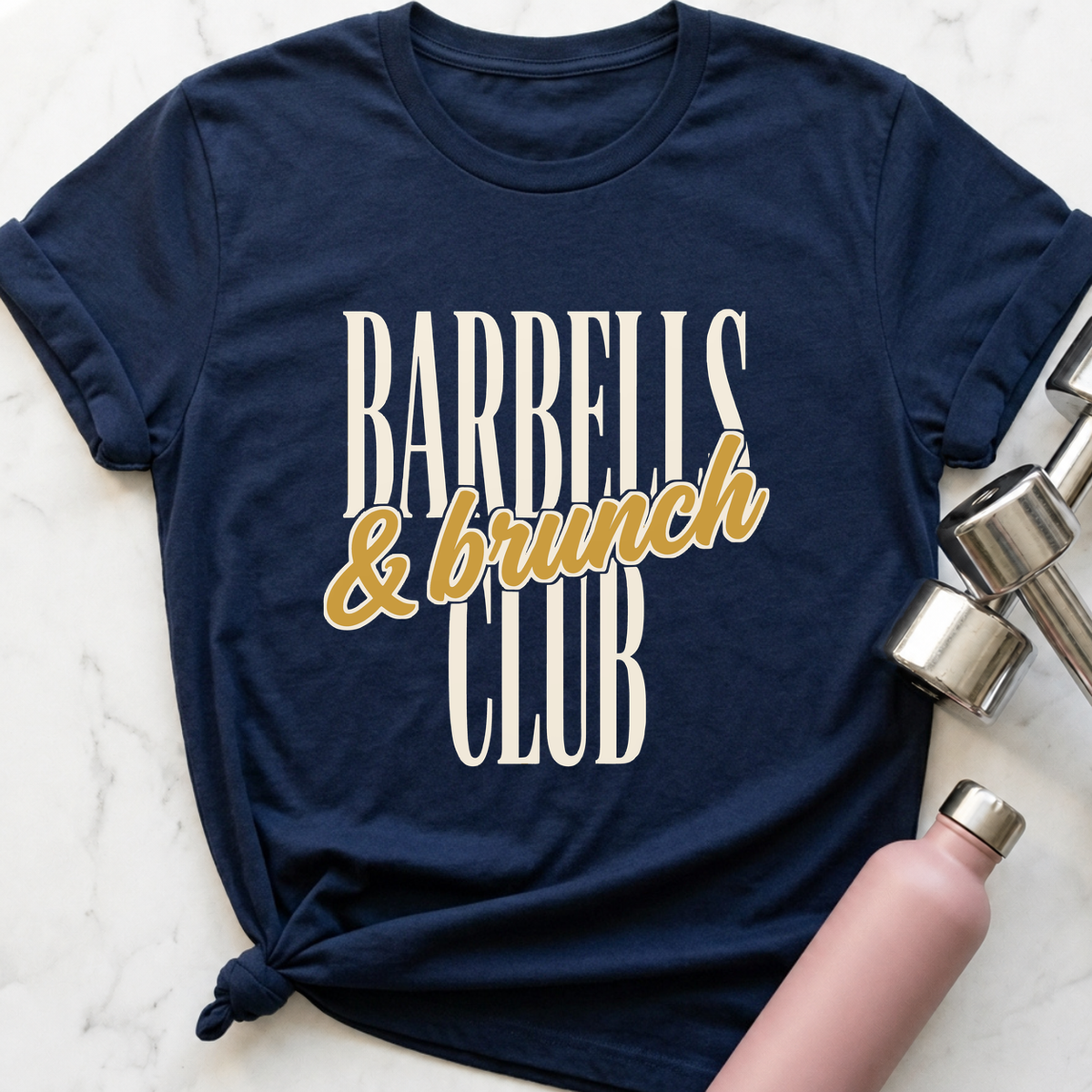 Barbells And Brunch Club T-Shirt — Navy