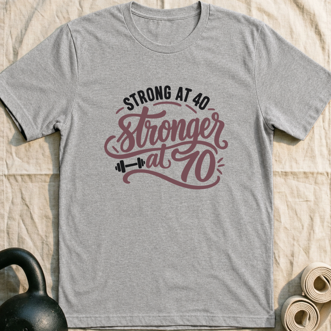 Stronger At 70 T-Shirt — Athletic Heather