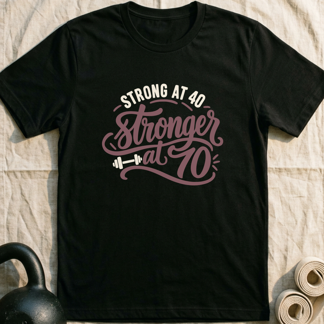Stronger At 70 T-Shirt — Black