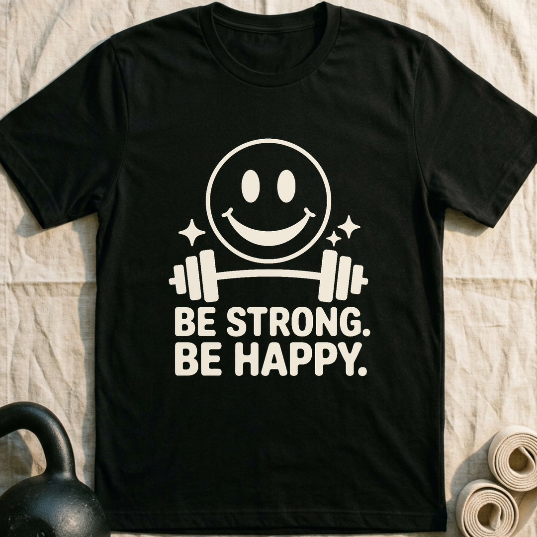 Be Strong Be Happy T-Shirt — Black