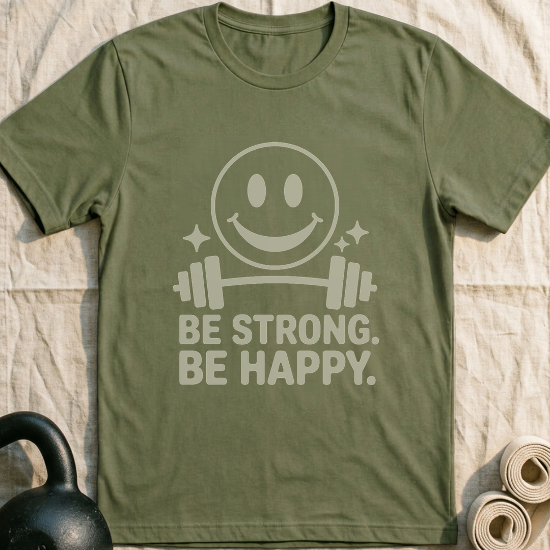Be Strong Be Happy T-Shirt — Military Green