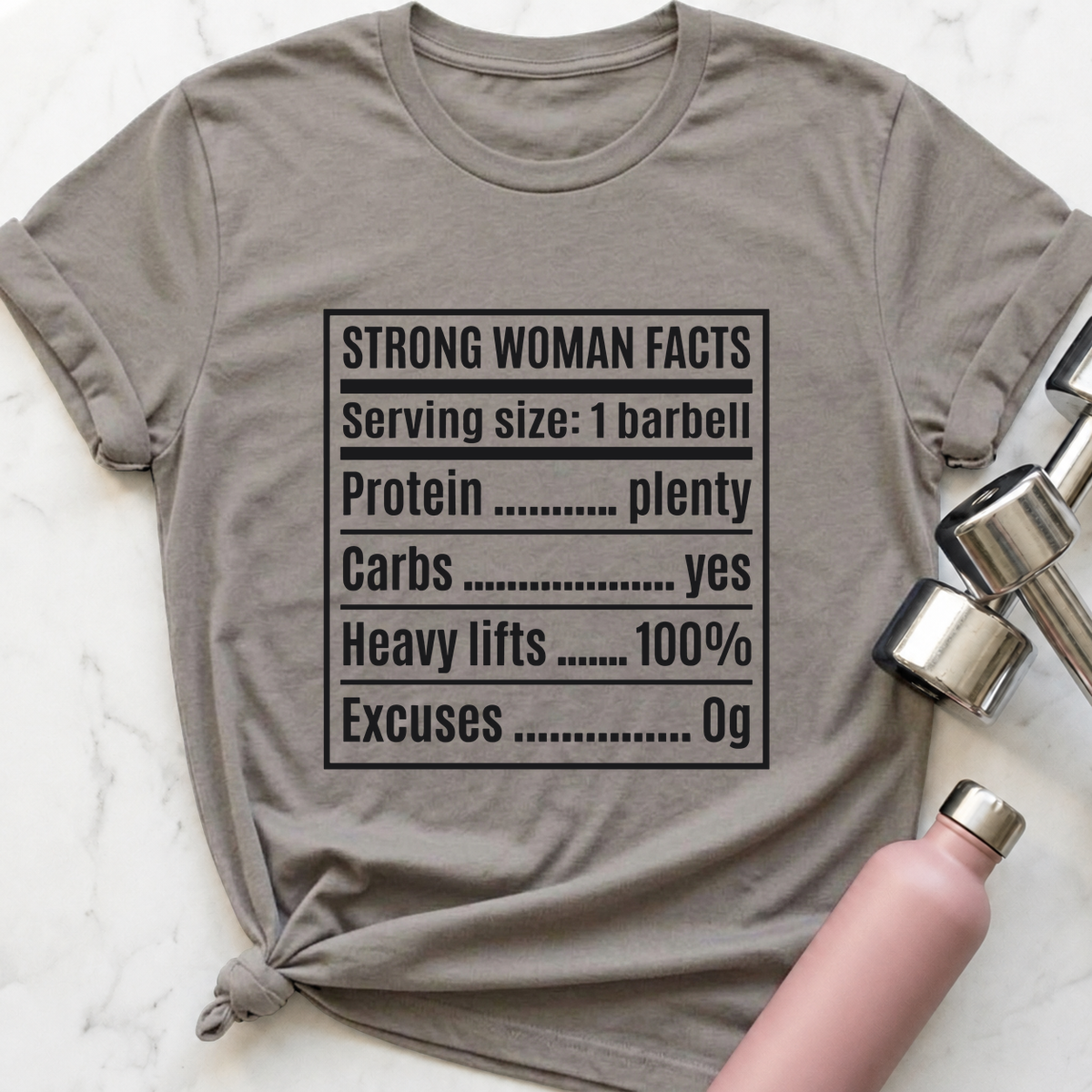 Strong Woman Facts T-Shirt — Athletic Heather