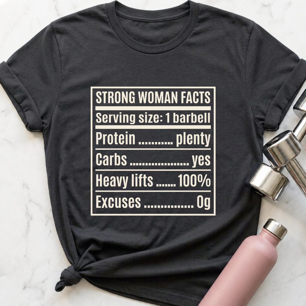 Strong Woman Facts T-Shirt — Dark Grey Heather