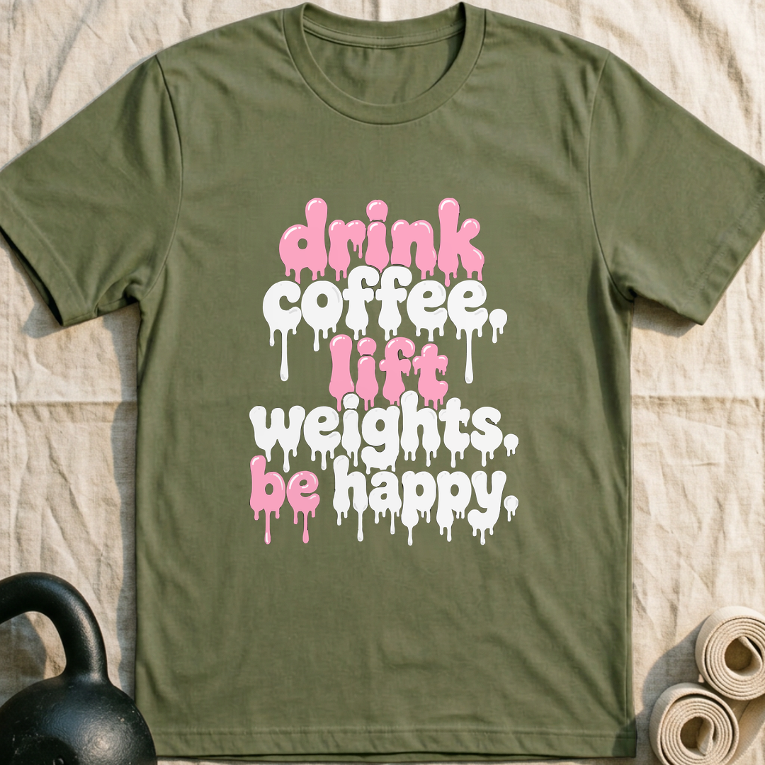 Drink Coffee Drip T-Shirt — Military Green