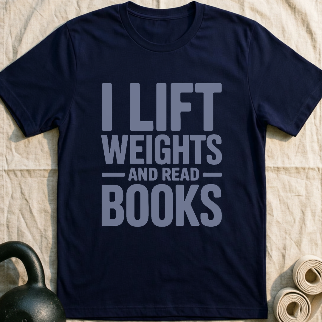 Lift Weights Read Books T-Shirt — Navy