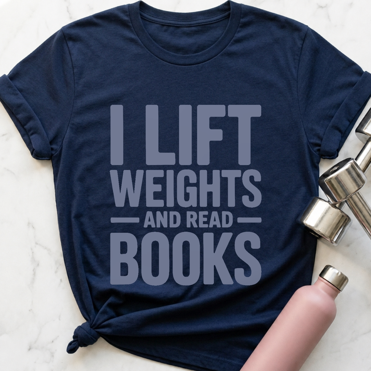 Lift Weights Read Books T-Shirt — Navy