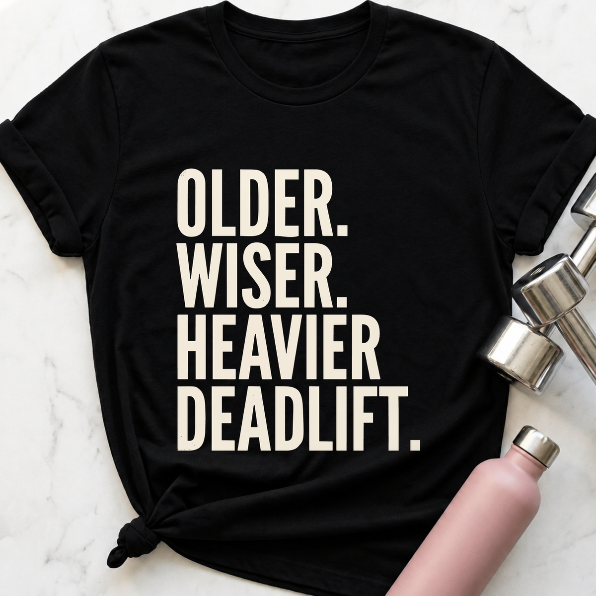 Older Wiser Heavier Deadlift T-Shirt — Black