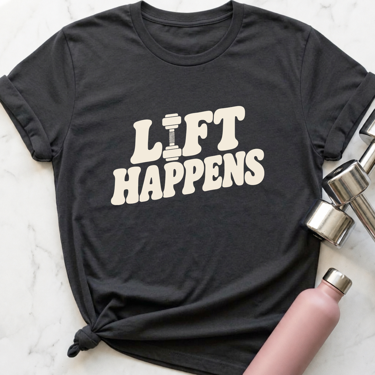 Lift Happens T-Shirt — Dark Grey Heather