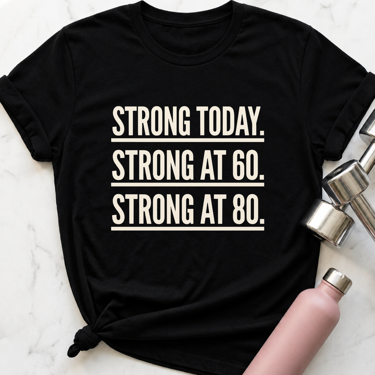 Strong Today Strong At 80 T-Shirt — Black