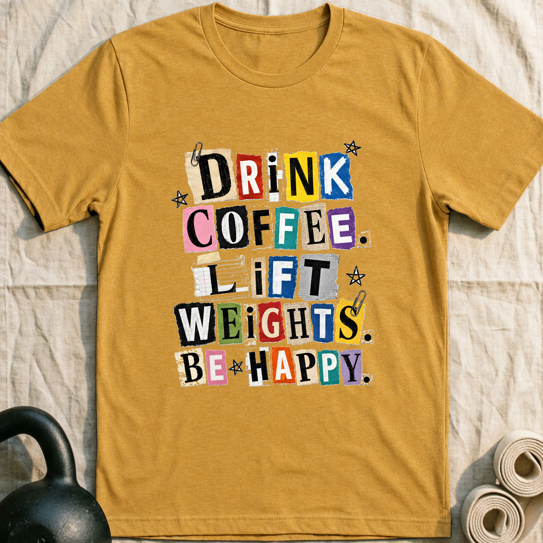 Drink Coffee Cutout T-Shirt — Heather Mustard