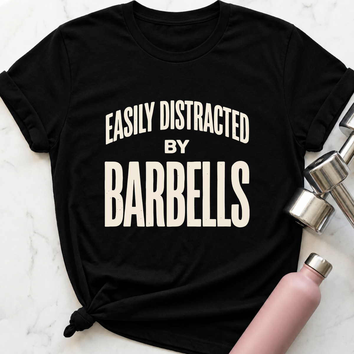 Easily Distracted By Barbells Vintage T-Shirt — Black