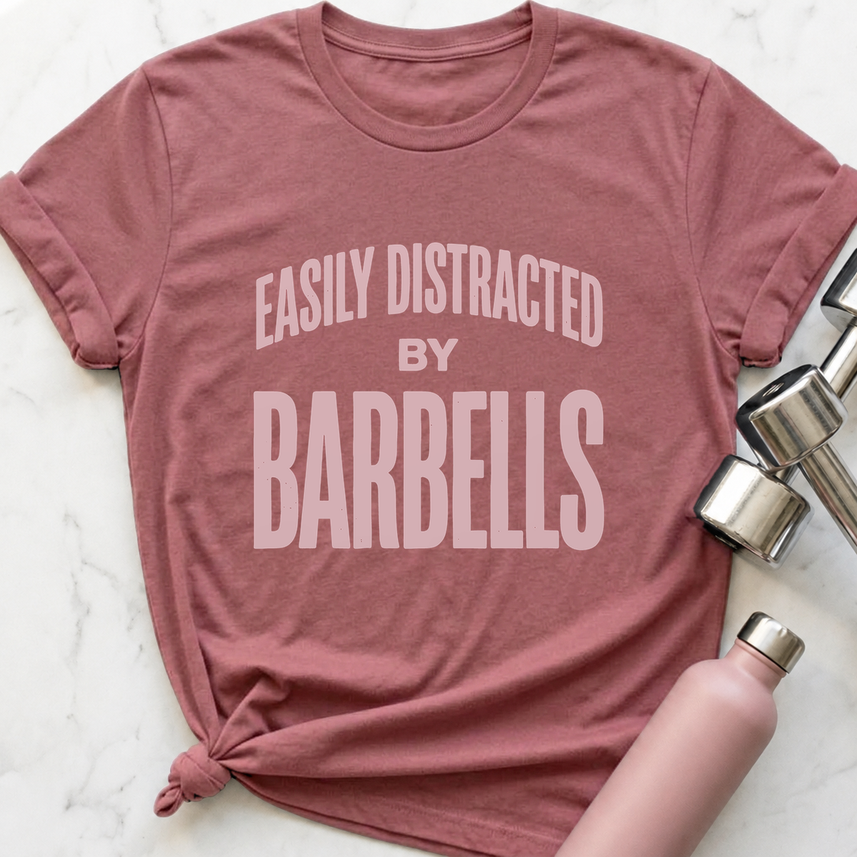 Easily Distracted By Barbells Vintage T-Shirt — Mauve
