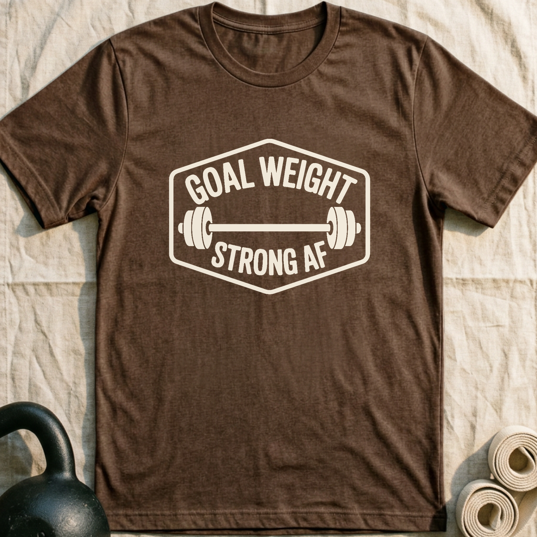 Goal Weight Badge T-Shirt — Heather Brown
