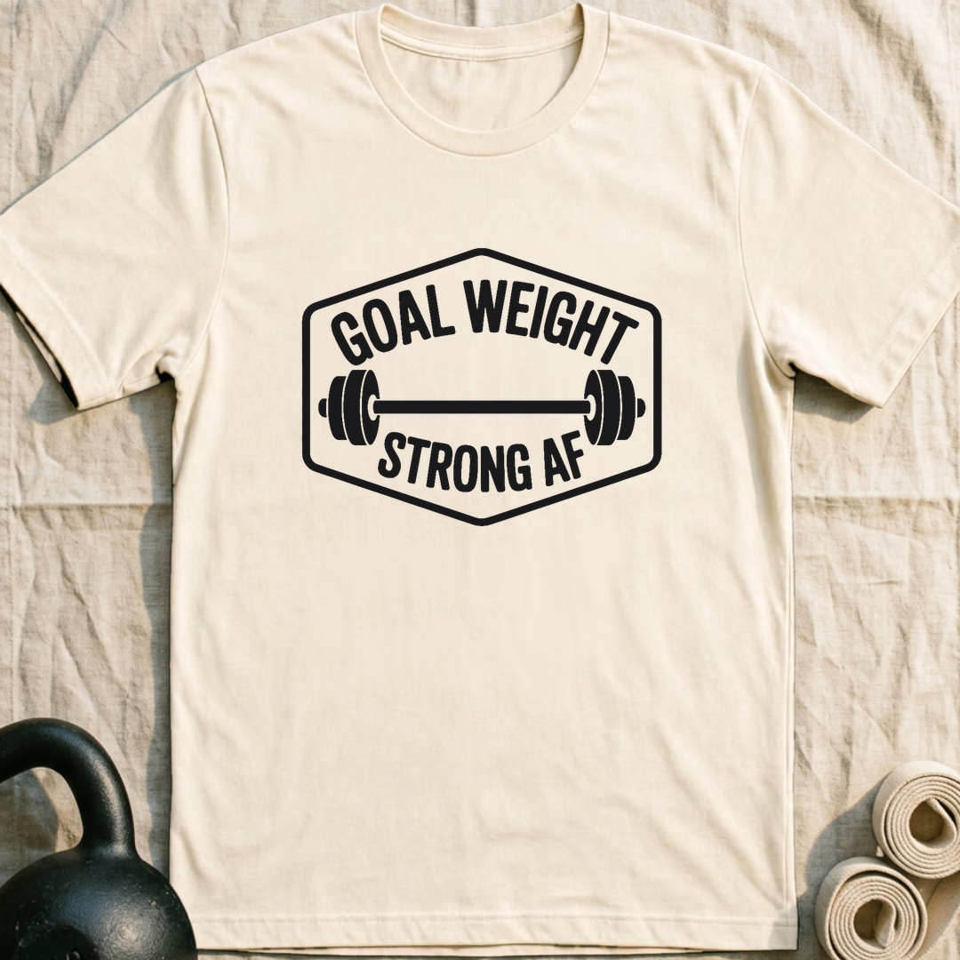 Goal Weight Badge T-Shirt — Natural