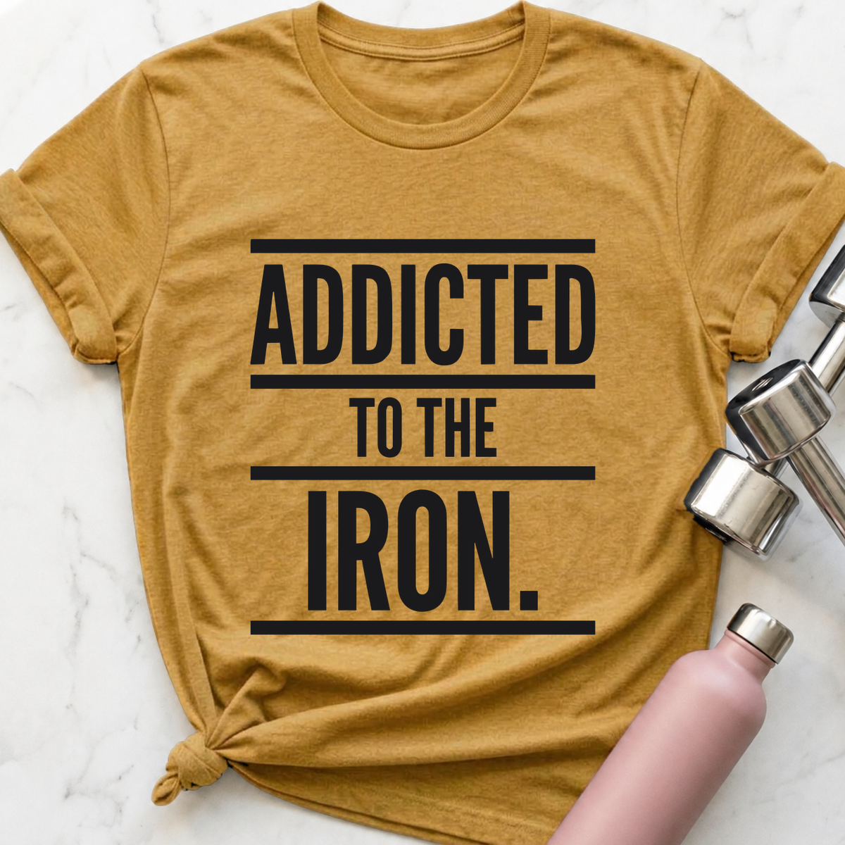 Addicted To The Iron T-Shirt — Heather Mustard