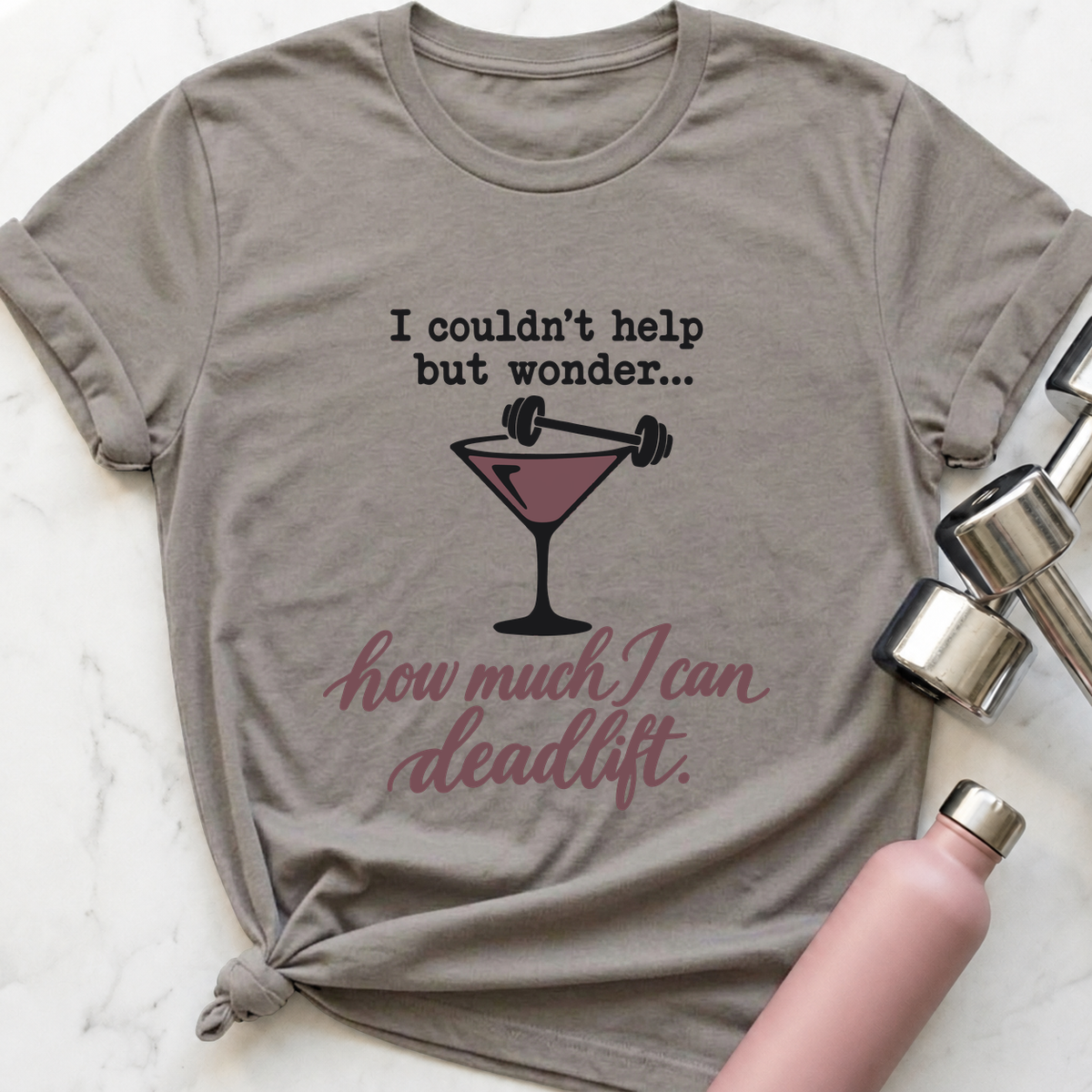 I Couldn't Help But Wonder Cocktail T-Shirt — Athletic Heather