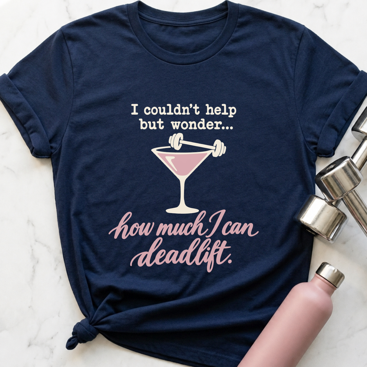 I Couldn't Help But Wonder Cocktail T-Shirt — Navy
