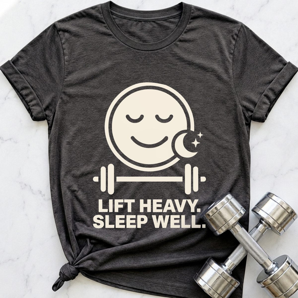 Lift Heavy Sleep Well T-Shirt — Dark Grey Heather