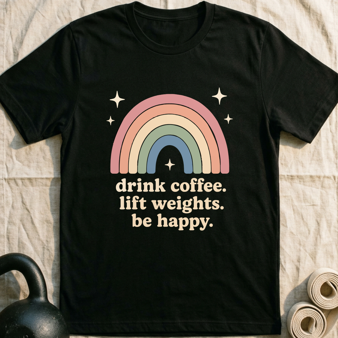 Drink Coffee Rainbow T-Shirt — Black