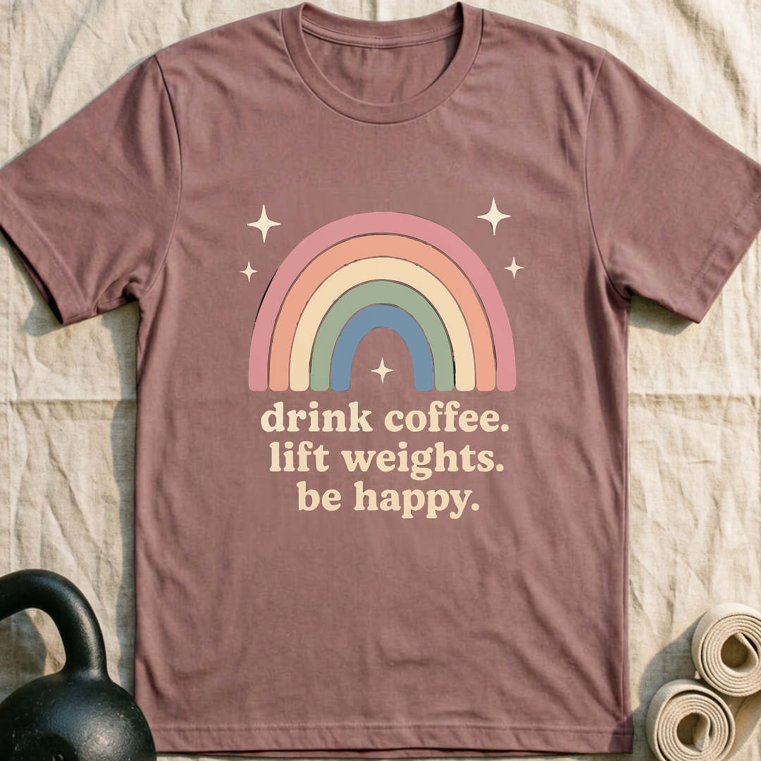 Drink Coffee Rainbow T-Shirt — Mauve