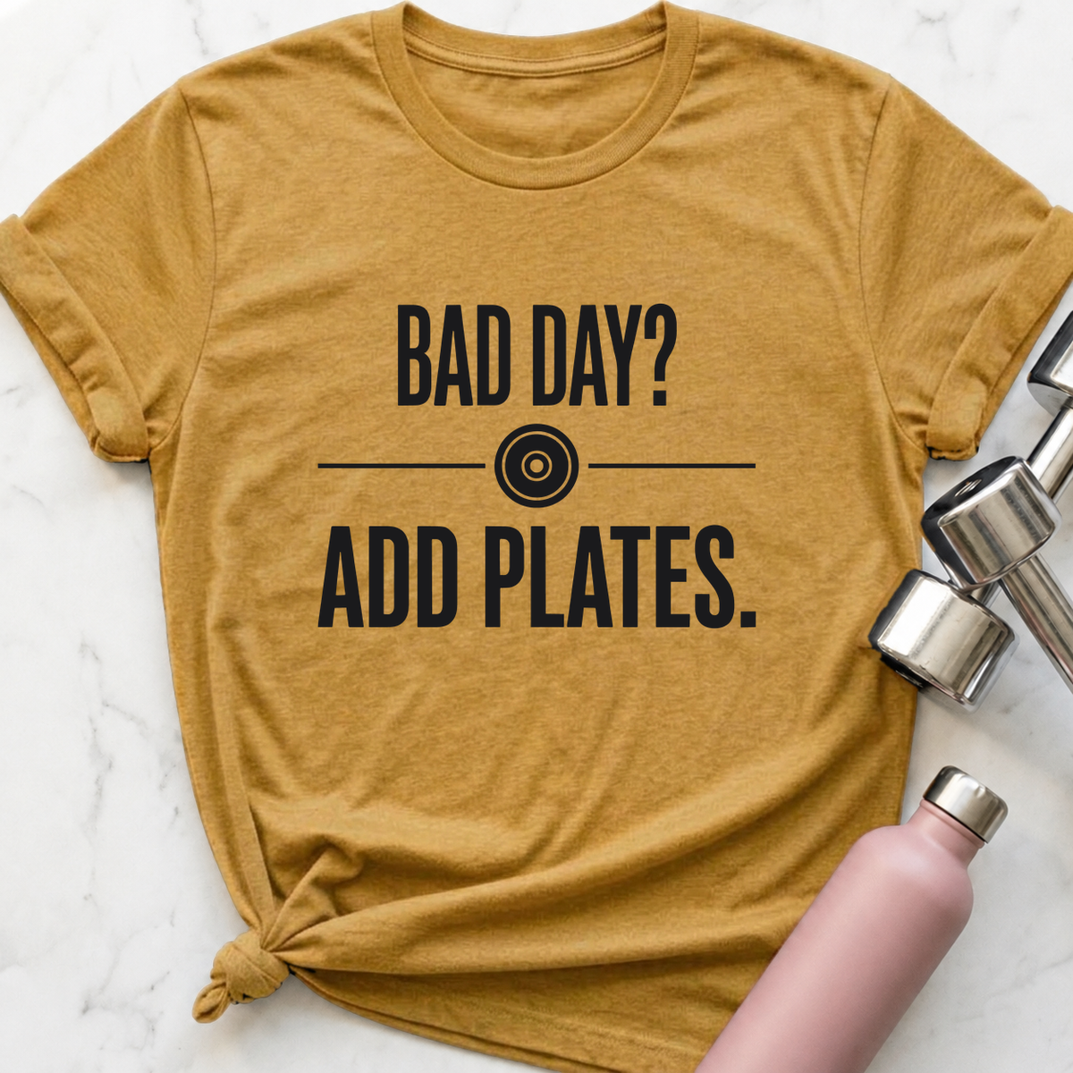 Bad Day Add Plates T-Shirt — Heather Mustard