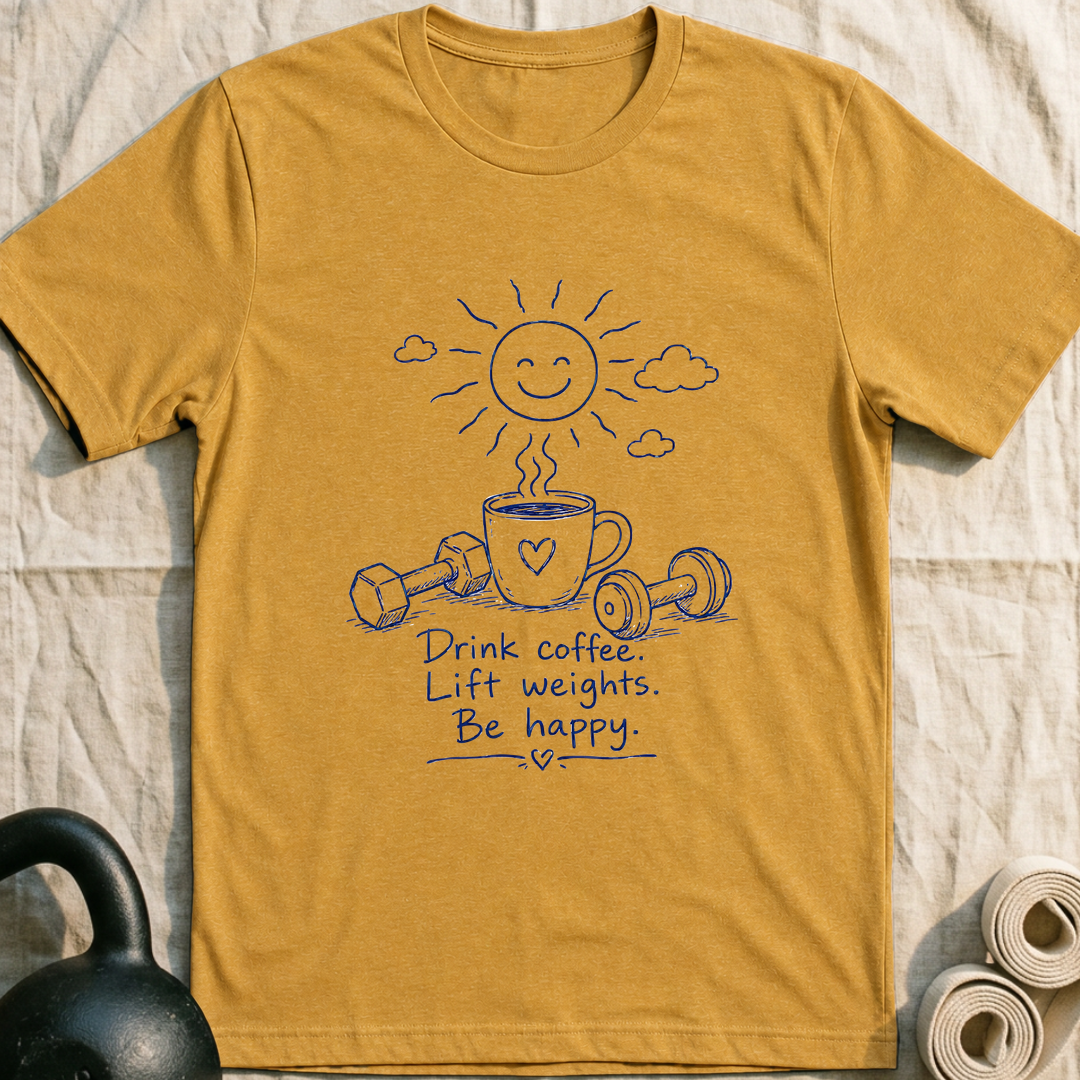 Drink Coffee Sunshine T-Shirt — Heather Mustard