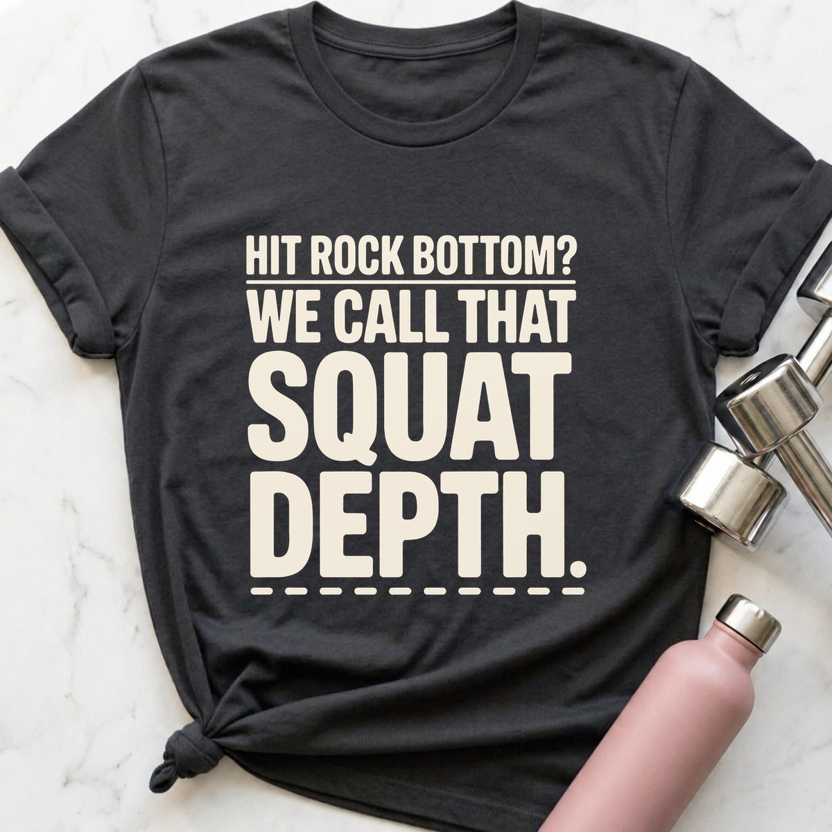 Rock Bottom Squat Depth T-Shirt — Dark Grey Heather