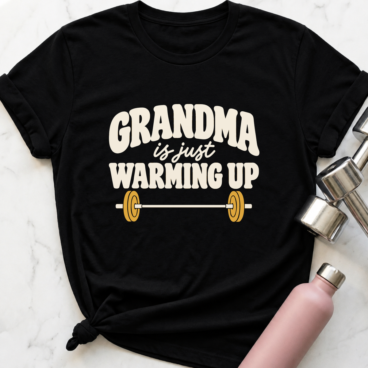 Grandma Is Just Warming Up T-Shirt — Black